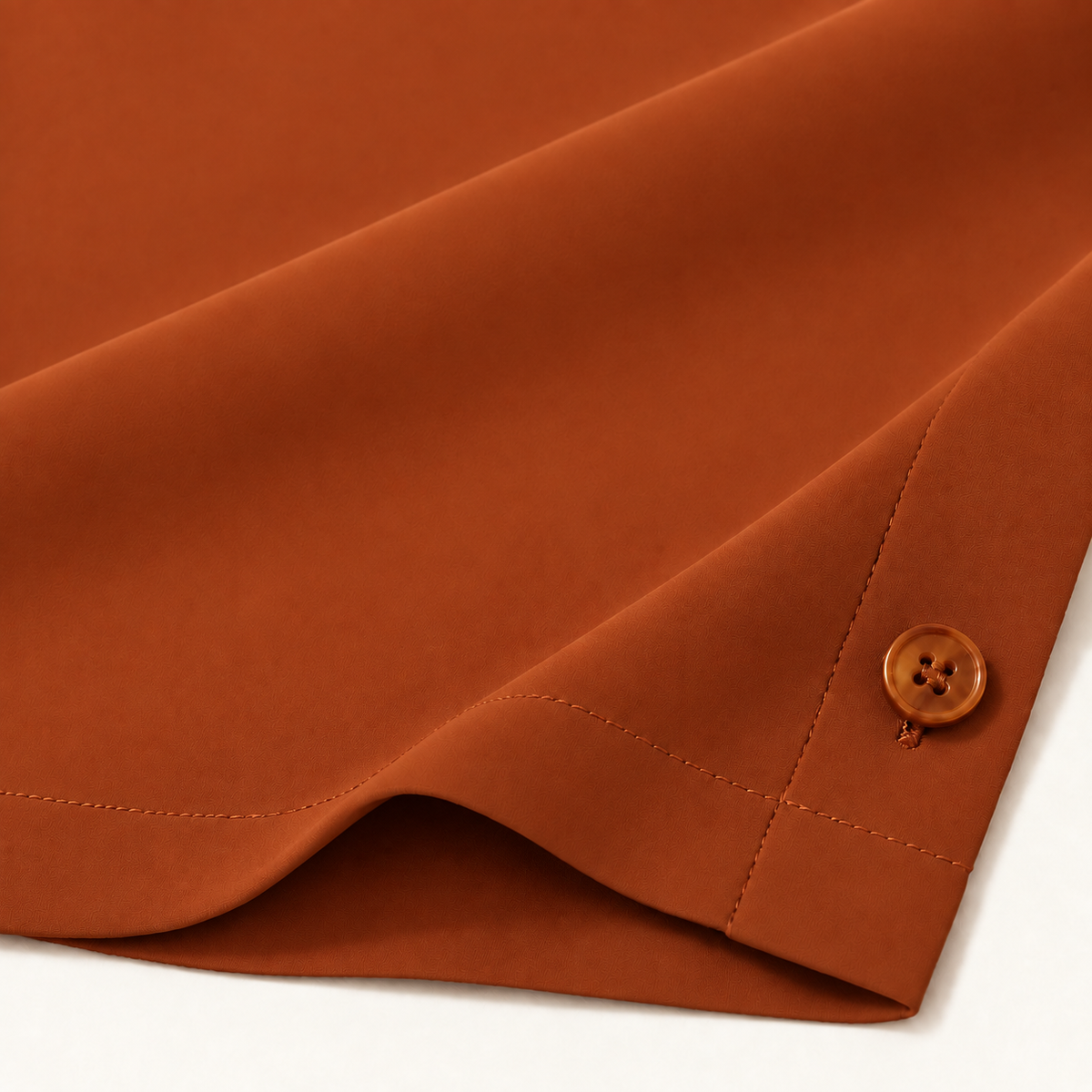 Burnt Orange Regular Fit Short Sleeve Crepe Camp Collar Shirt