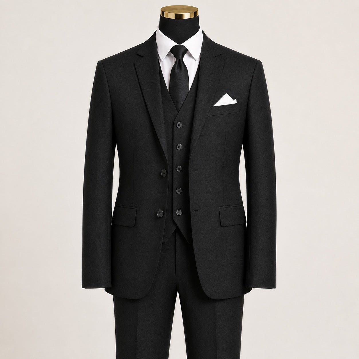 Tazio Collection-Black Textured 3 Piece Suit - Upscale Men's Fashion