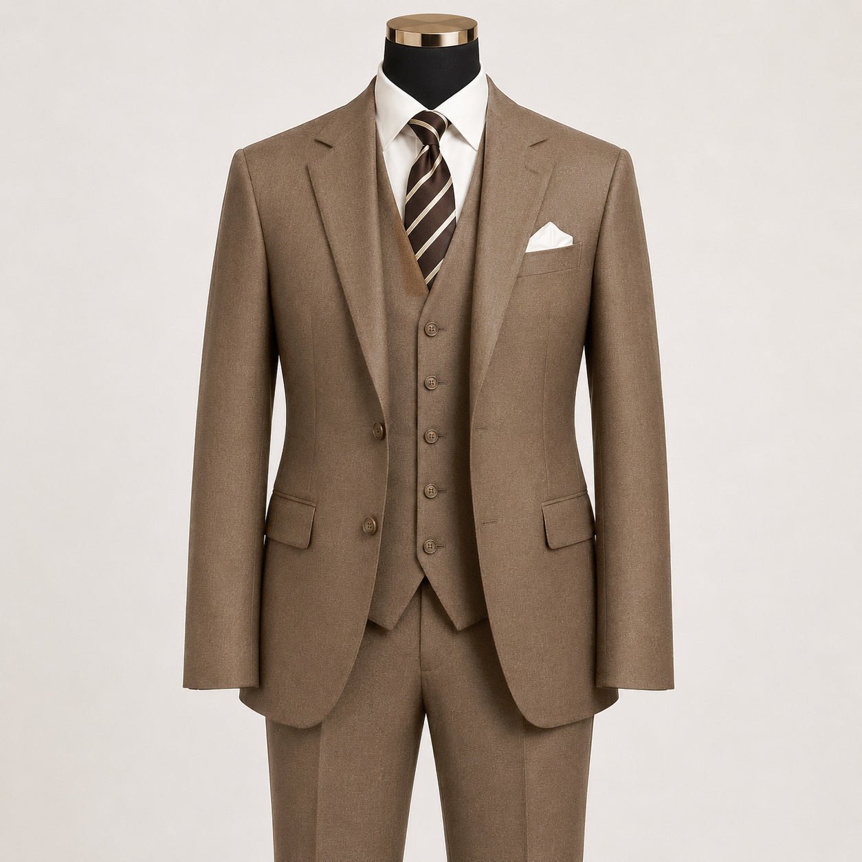 TAZIO COLLECTION-DARK TAN TEXTURED 3 PIECE SUIT - Upscale Men's Fashion