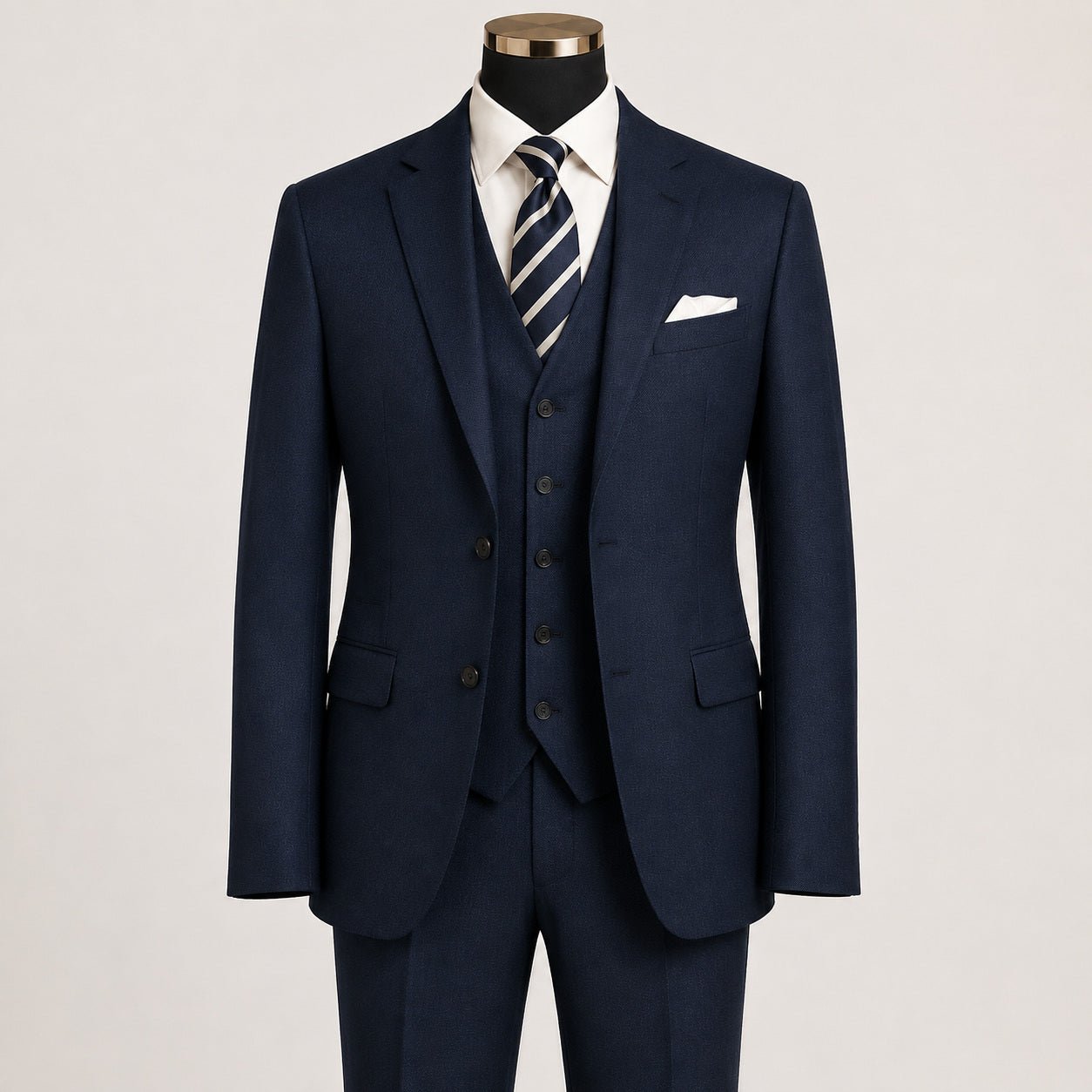 TAZIO COLLECTION-NAVY TEXTURED 3 PIECE SUIT - Upscale Men's Fashion