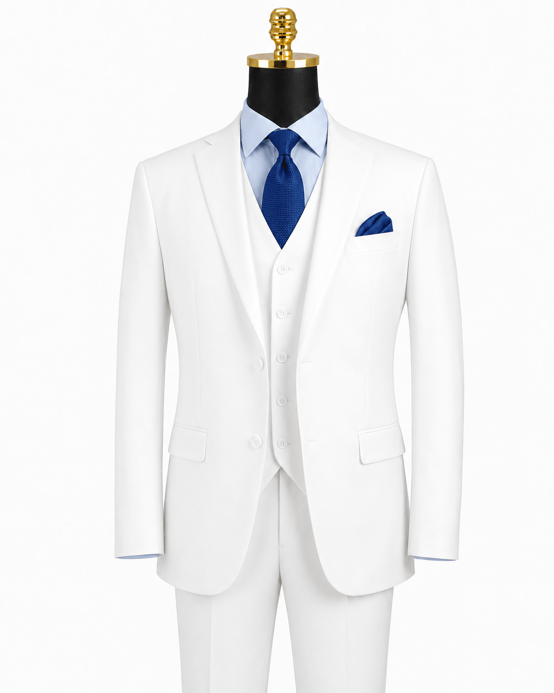 Torino Collection – Men’s Regular Fit Three-Piece Suit with Vest in Solid White - Upscale Men's Fashion