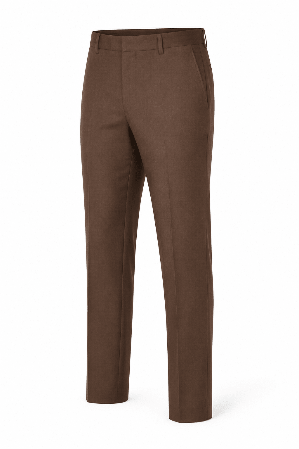 Men's Brown Modern Fit Pre-Hemmed Dress Pants - Upscale Men's Fashion