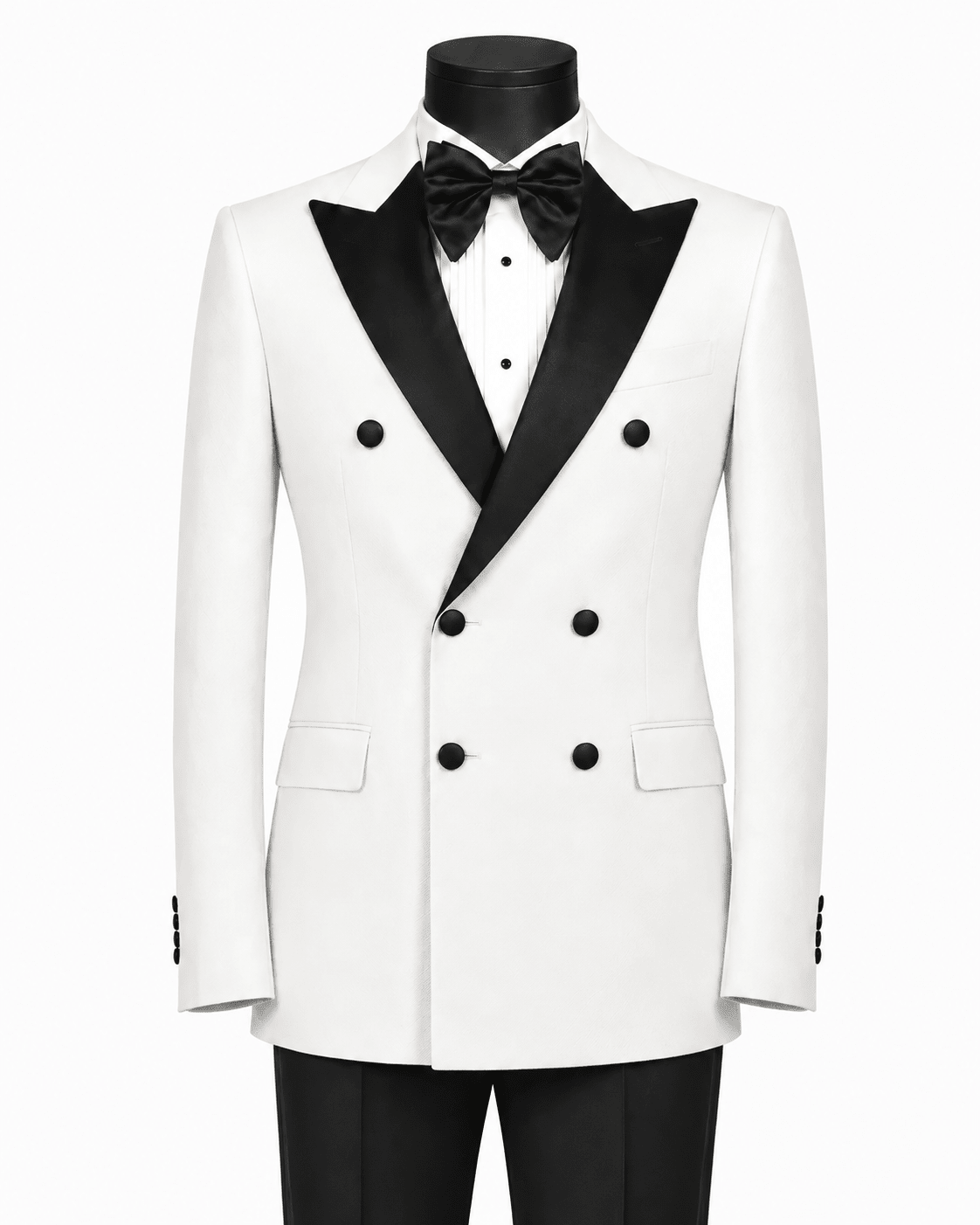 Men's White Modern Fit Double-Breasted 2-Piece Tuxedo – Castello Collection - Upscale Men's Fashion