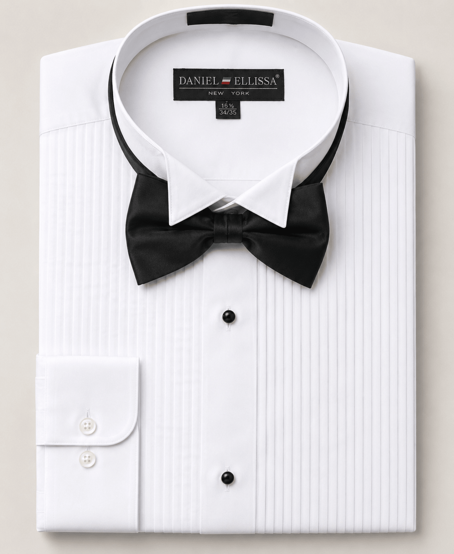 Men's White Pleated Wing Collar Tuxedo Shirt – Regular Fit Convertible Cuff - Upscale Men's Fashion