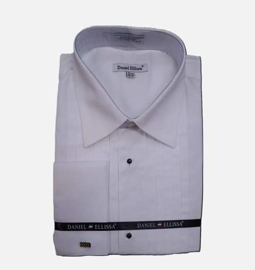 White Pointed Collar Pleated Tuxedo Shirt, 3X-Large (Neck 19-19 ½ Sleeves 36/37)