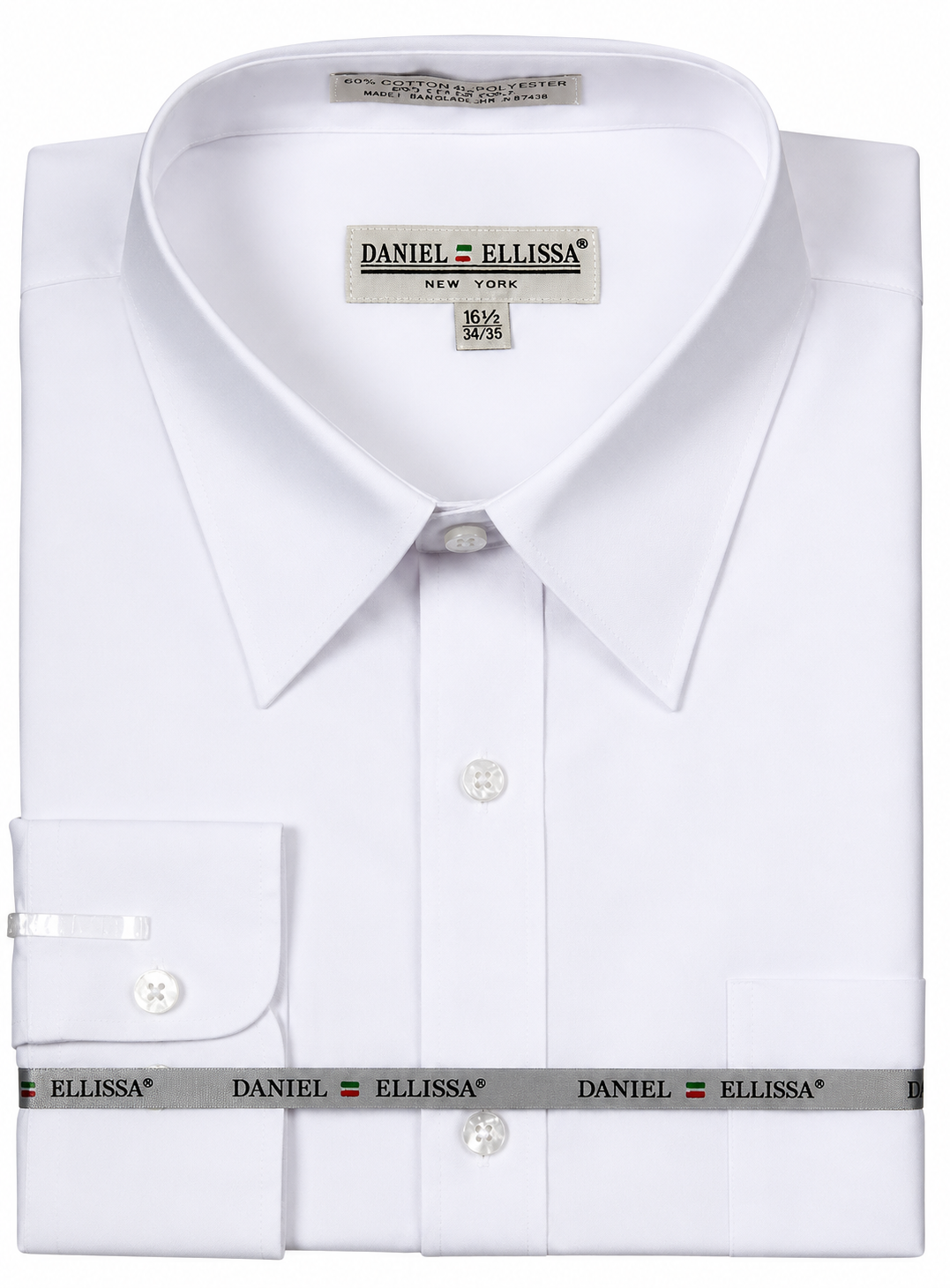 White Regular Fit Dress Shirt with Convertible Cuffs