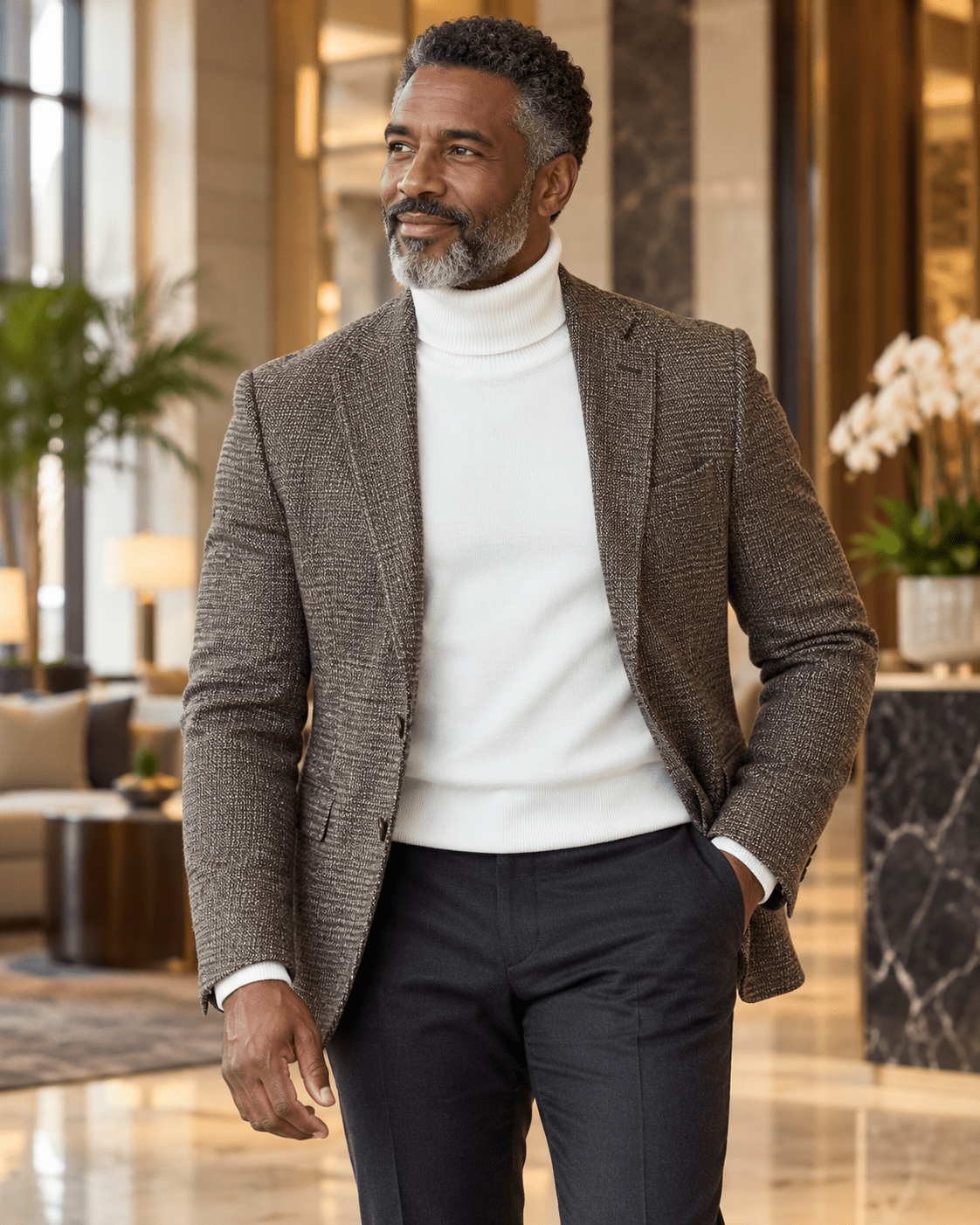 Men's Turtleneck Sweater color White - Upscale Men's Fashion