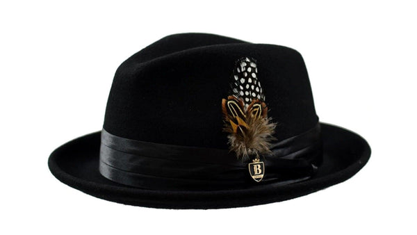 Black Fedora Wool Felt Dress Hat - Upscale Men's Fashion