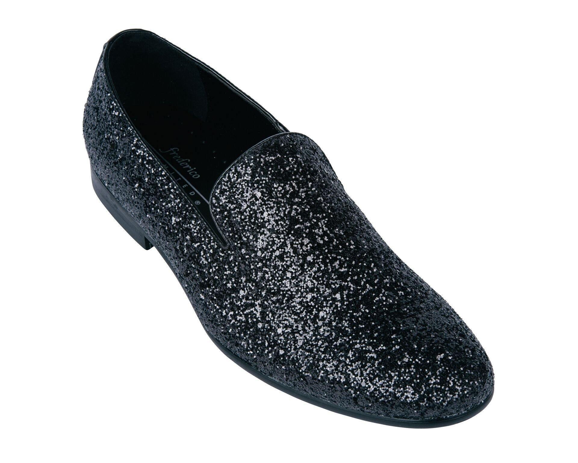 Black Sparkle Slip On Men's Shoes