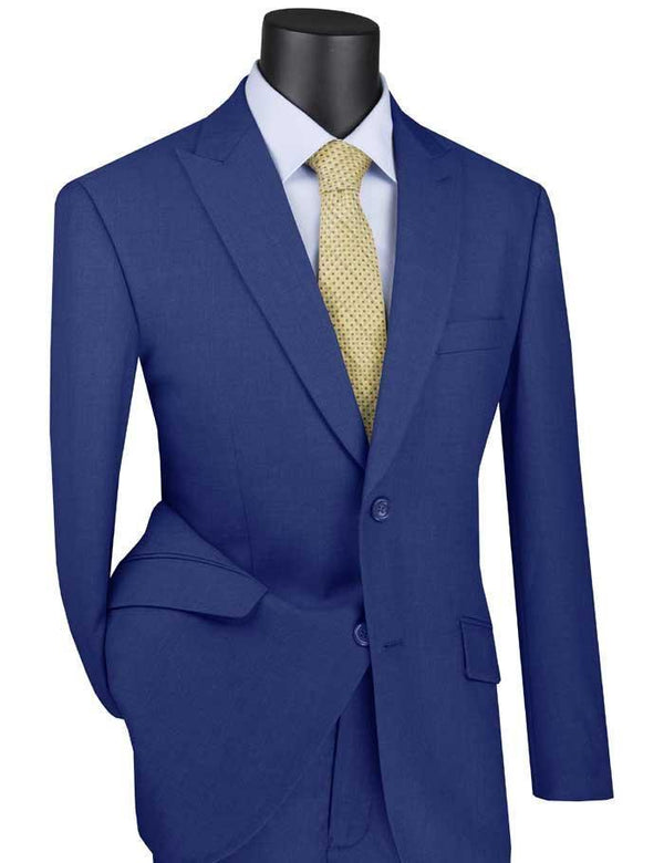 Blue Modern Fit Peak Lapel Suit - Upscale Men's Fashion