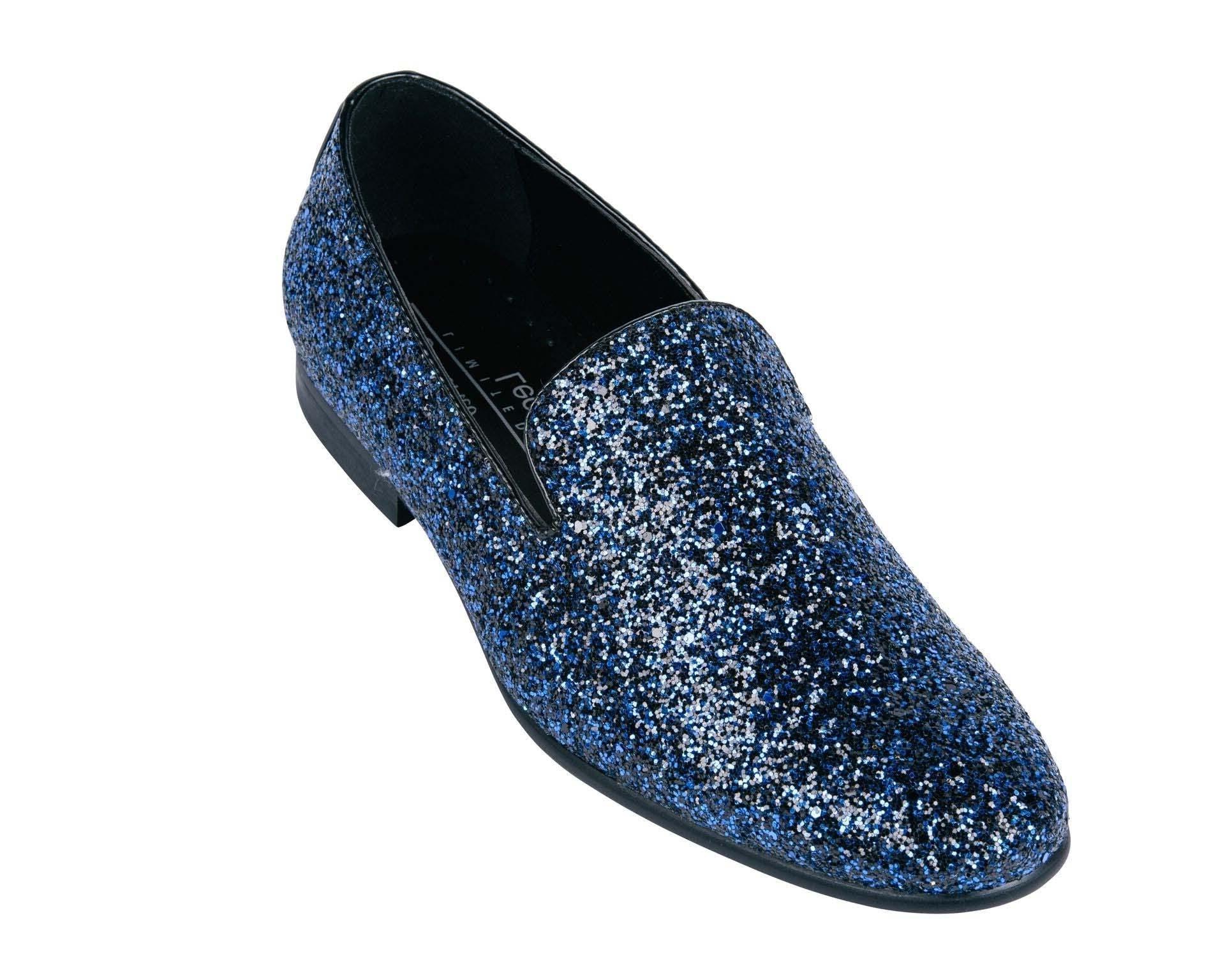 Blue Sparkle Slip On Men's Shoes
