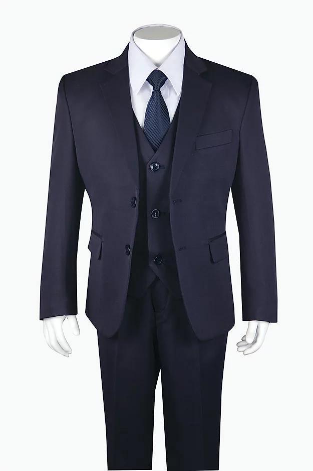 Boys 5 Piece Suit Color Navy - Upscale Men's Fashion
