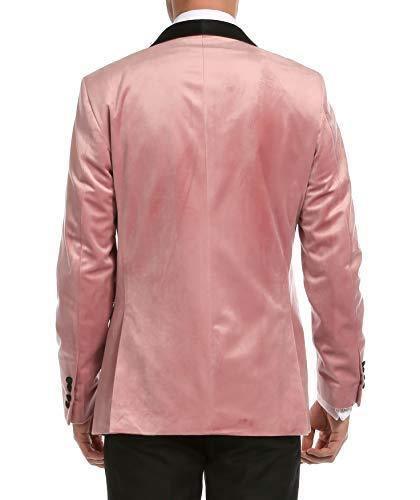 Enzo Collection-Pink Slim Fit Velvet Shawl Lapel Tuxedo Blazer - Upscale Men's Fashion