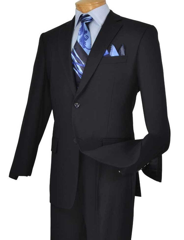 Executive Classic Fit Two Piece Suit Color Solid Navy - Upscale Men's Fashion