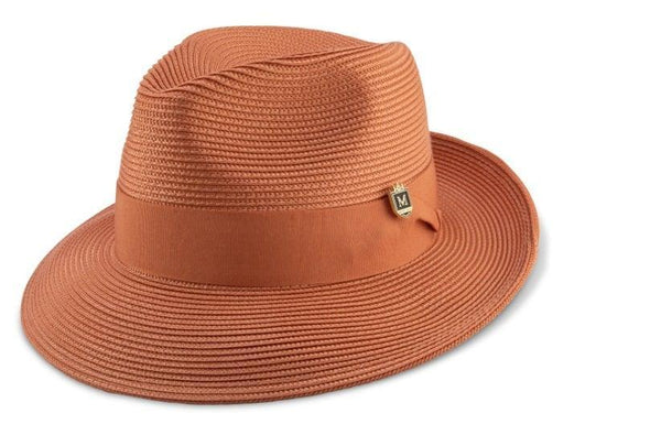 Fedora Braided Straw Hat Color Apricoat - Upscale Men's Fashion