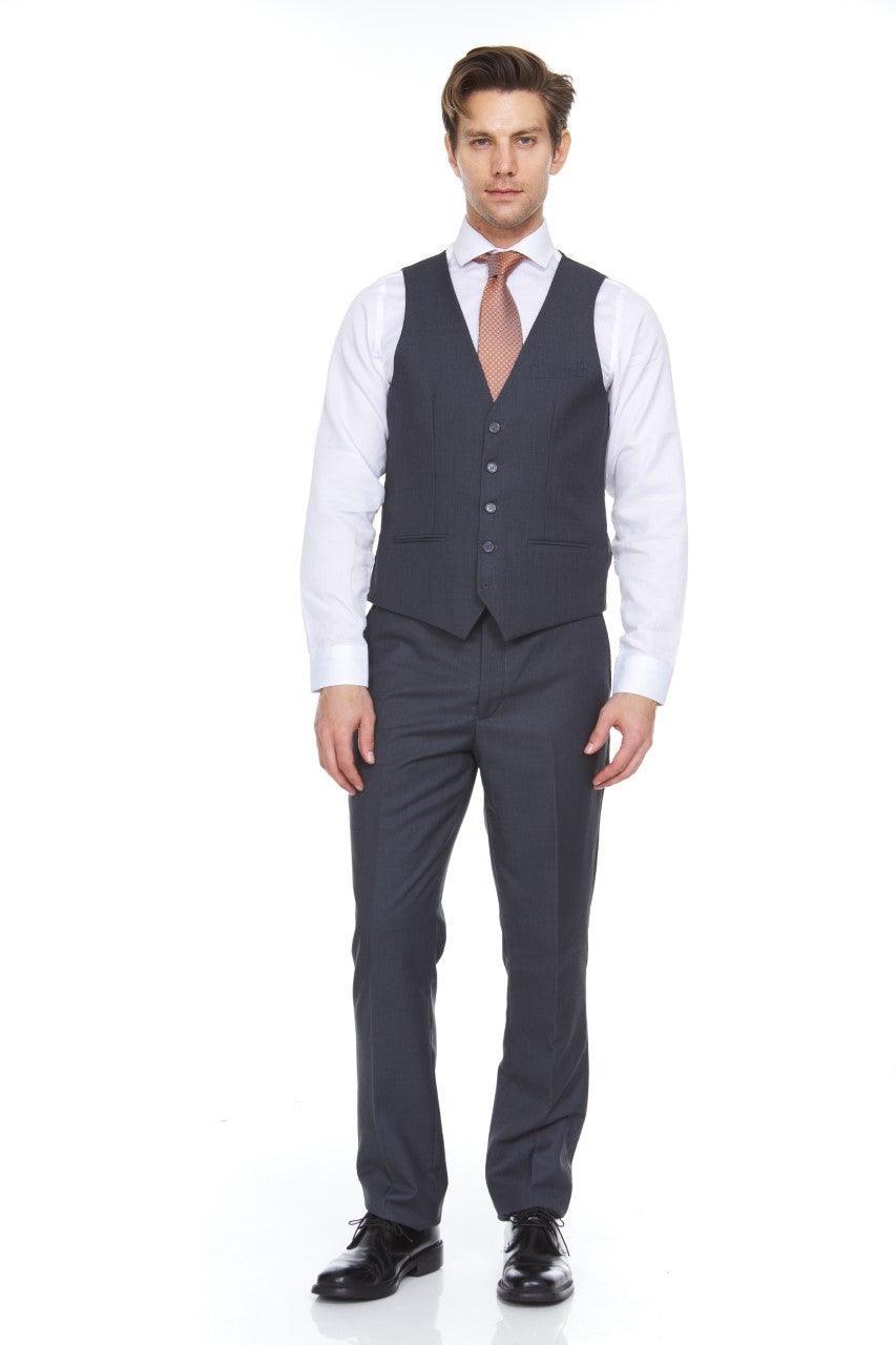 Ferera Collection-Men's 3 Piece Modern Fit Suit Color Gray - Upscale Men's Fashion