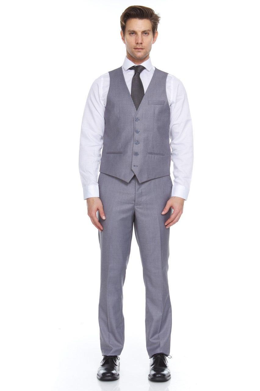 Ferera Collection-Men's 3 Piece Modern Fit Suit Color Light Gray - Upscale Men's Fashion