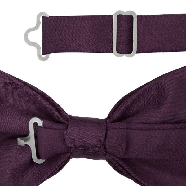 Gia Dark Purple Satin Adjustable Bowtie - Upscale Men's Fashion
