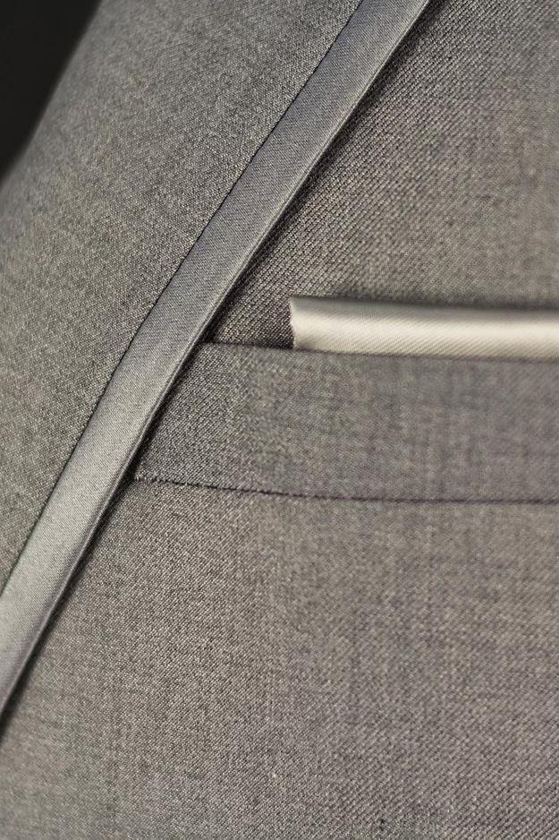 Grey Tuxedo Slim Fit 3 Piece with Trimmed Peak Lapel - Upscale Men's Fashion
