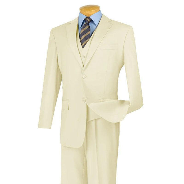 Ivory Three Piece Classic Fit Suit - Upscale Men's Fashion