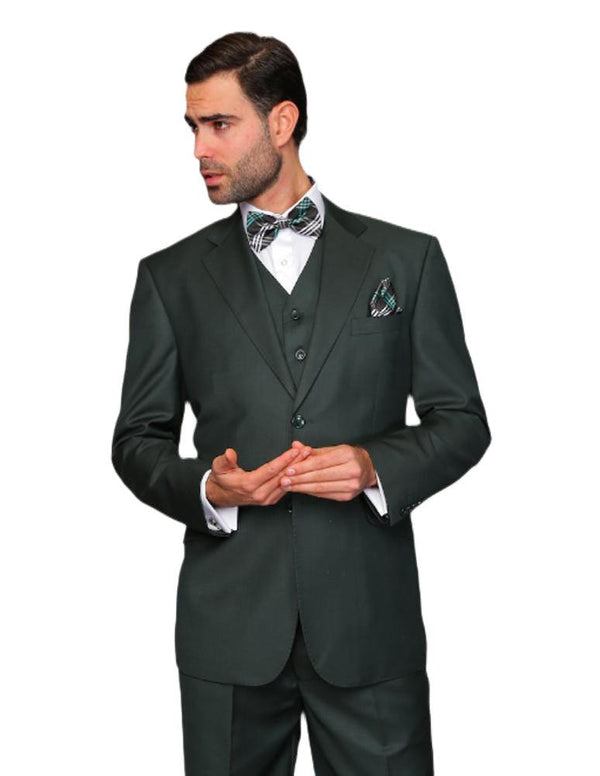Men's 3 Piece Tailored Fit Wool Suit by Statement Color Hunter - Upscale Men's Fashion