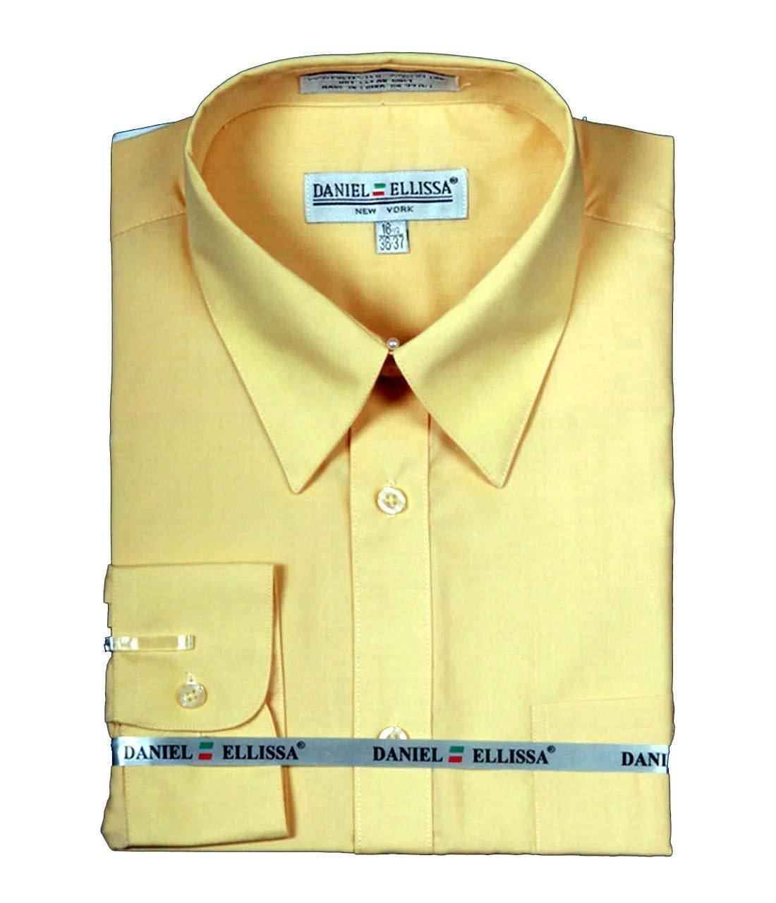 Gold~Yellow~Mustard Cotton Blend Convertible Cuffs Men's Dress Shirt main image 0