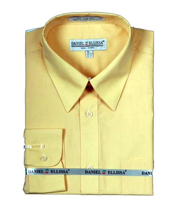 Men's Basic Dress Shirt with Convertible Cuff -Color Canary - Upscale Men's Fashion