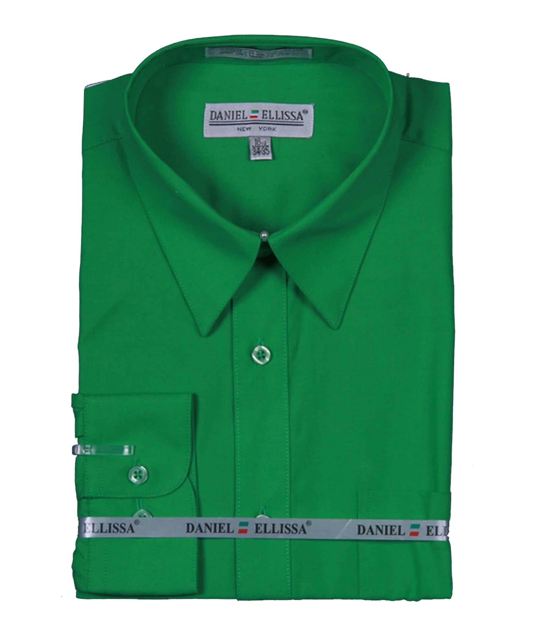Men's Basic Dress Shirt with Convertible Cuff -Color Classic Green
