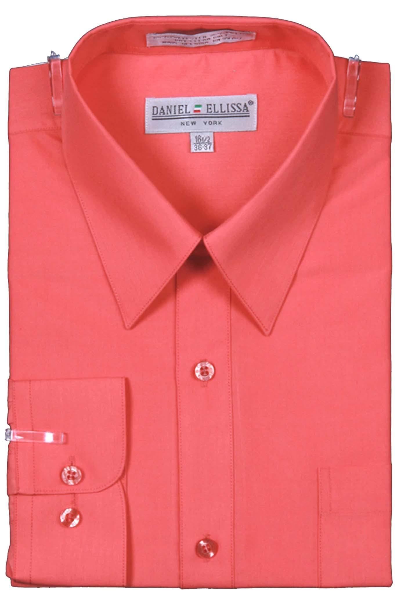 convertible cuff dress shirts Men's Basic Shirt with -Color Coral, 16–16.5 Neck – 34/35 Sleeve professional settings Loicainy Kids Toddler Girls neckline:round-neck Size:18.5