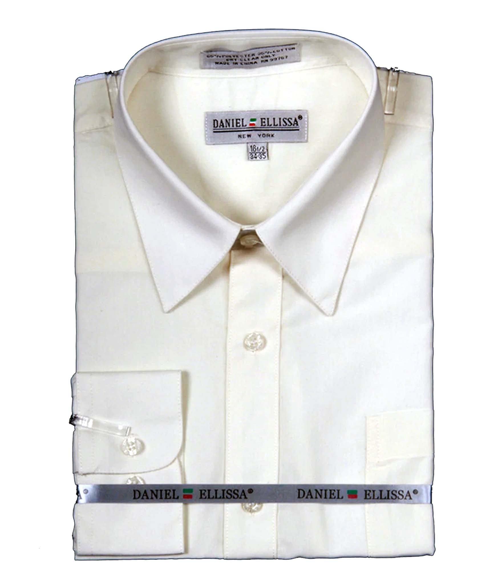 Men's Basic Dress Shirt with Convertible Cuff -Color Ivory, 18–18.5 Neck – 36/37 Sleeve
