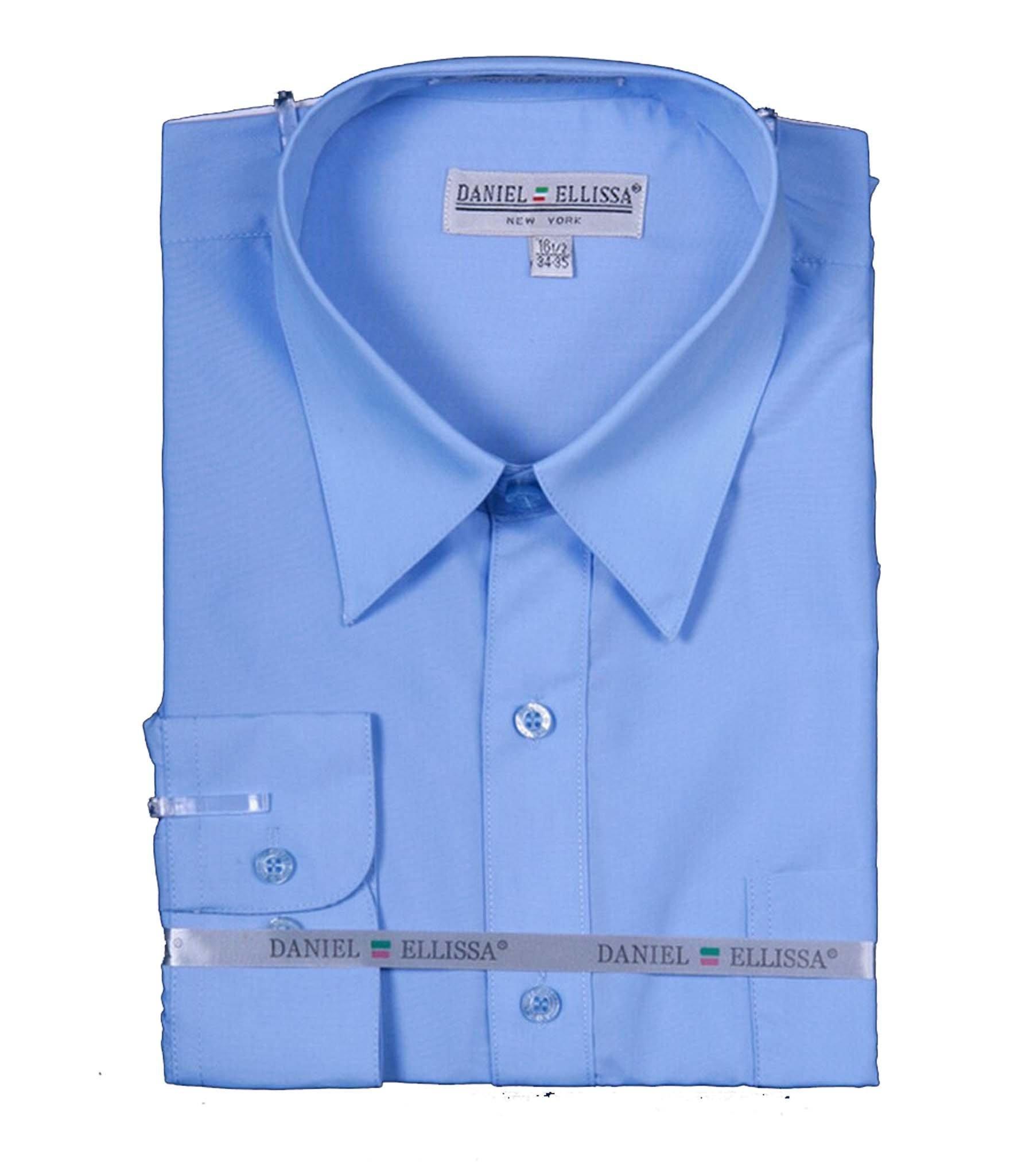 Men's Basic Dress Shirt with Convertible Cuff -Color Light Blue, X-Large (Neck 17-17 ½ Sleeves 35/36)