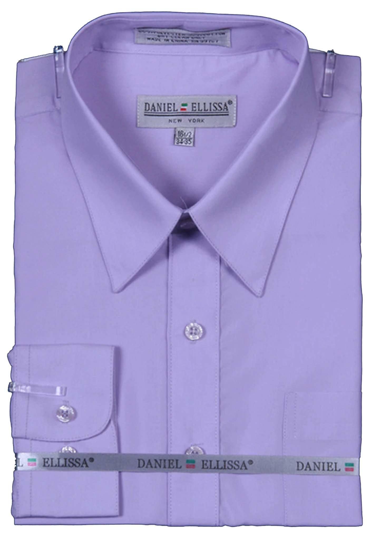 Men's Basic Dress Shirt with Convertible Cuff -Color Lilac, 20–20.5 Neck – 35/36 Sleeve