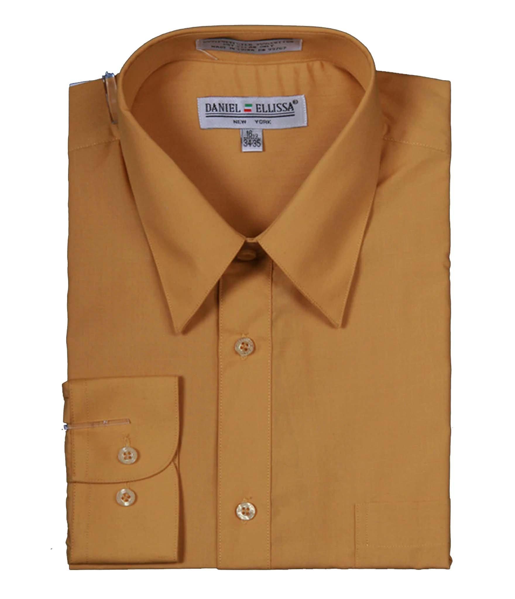 mustard yellow dress shirt Men's Basic Dress Shirt with Convertible Cuff -Color Mustard, Medium (Neck 15-15 ½ Sleeves 34/35)