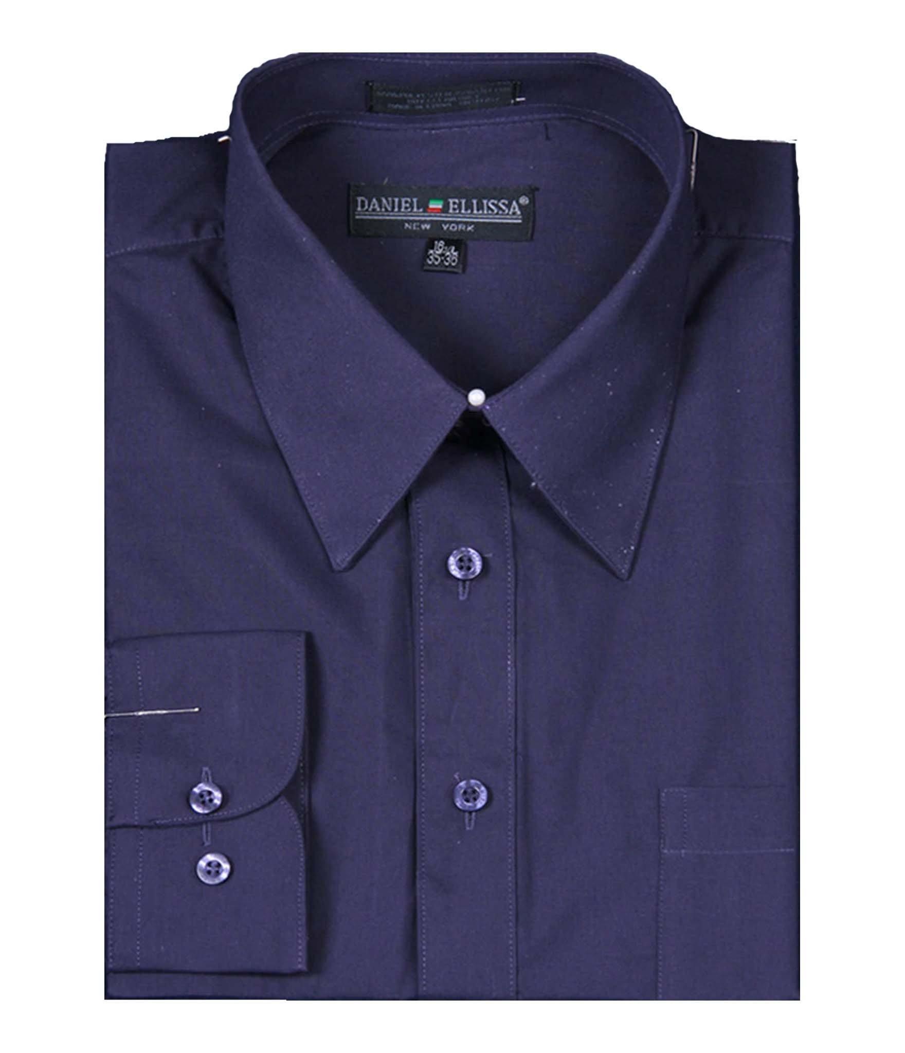Men's Basic Dress Shirt with Convertible Cuff -Color Plum, 15–15.5 Neck – 32/33 Sleeve