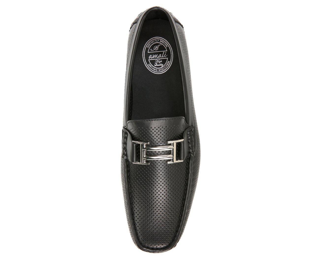 Men's Black Perforated Smooth Driving Moccasin/Loafers Shoes - Upscale Men's Fashion