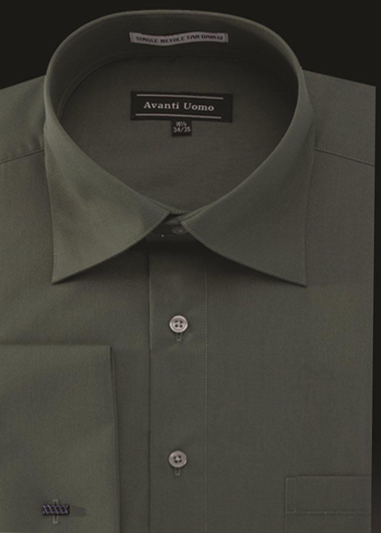 Men's French Cuff Dress Shirt Spread Collar- Forest Green, 2X-Large (Neck 18-18 Sleeves 34/35) Men's French Cuff Dress Shirt Spread Collar- Forest Green, 2X-Large (Neck 18-18 Sleeves 34/35)