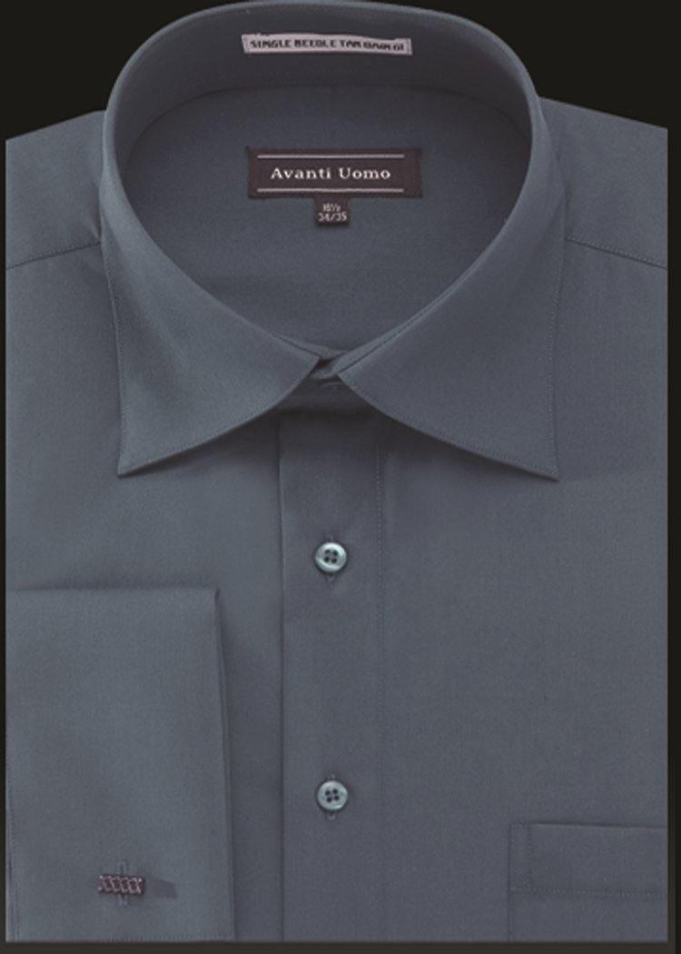 navy blue french cuff dress shirt Men's Spread Collar- Steel Blue, 15–15.5 Neck – 32/33 Sleeve L (Adult Size) This shirt and tie From your bachelorette party Color:Smoky Blue (SteelBlue)