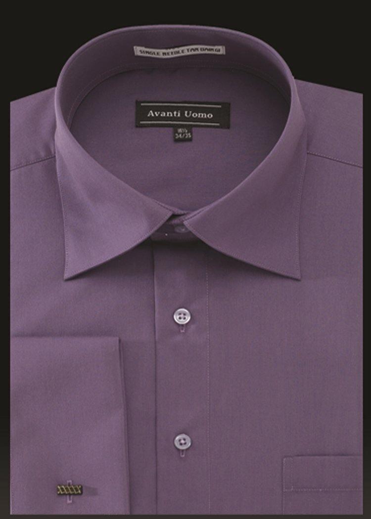 purple french cuff men's dress shirt Men's Purple Stripe White Collar French Cuff Dress Shirt Tie SG17