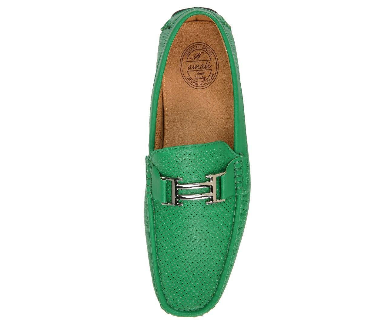 Men's Green Perforated Smooth Driving Moccasin/Loafers Shoes - Upscale Men's Fashion