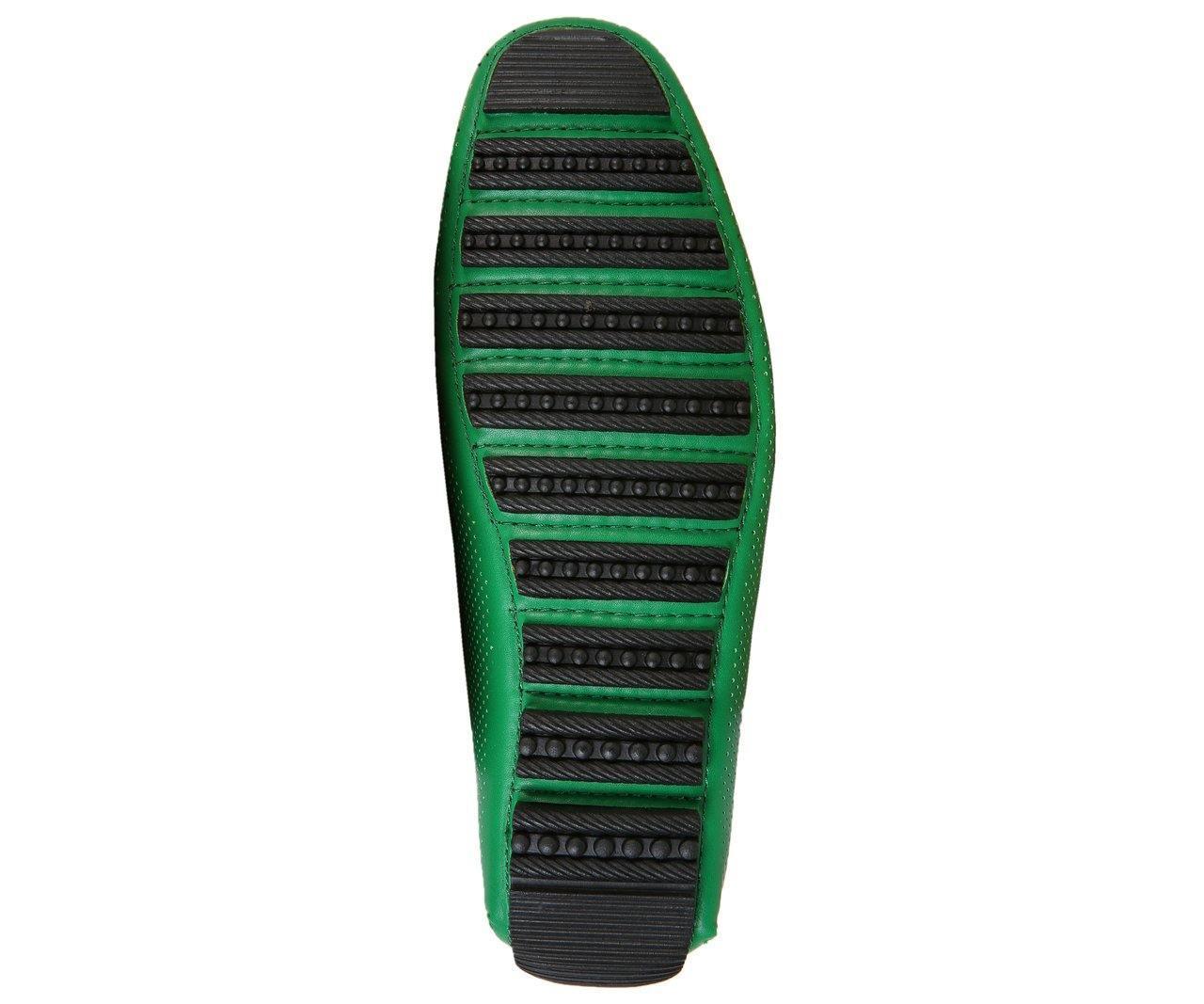 Men's Green Perforated Smooth Driving Moccasin/Loafers Shoes - Upscale Men's Fashion