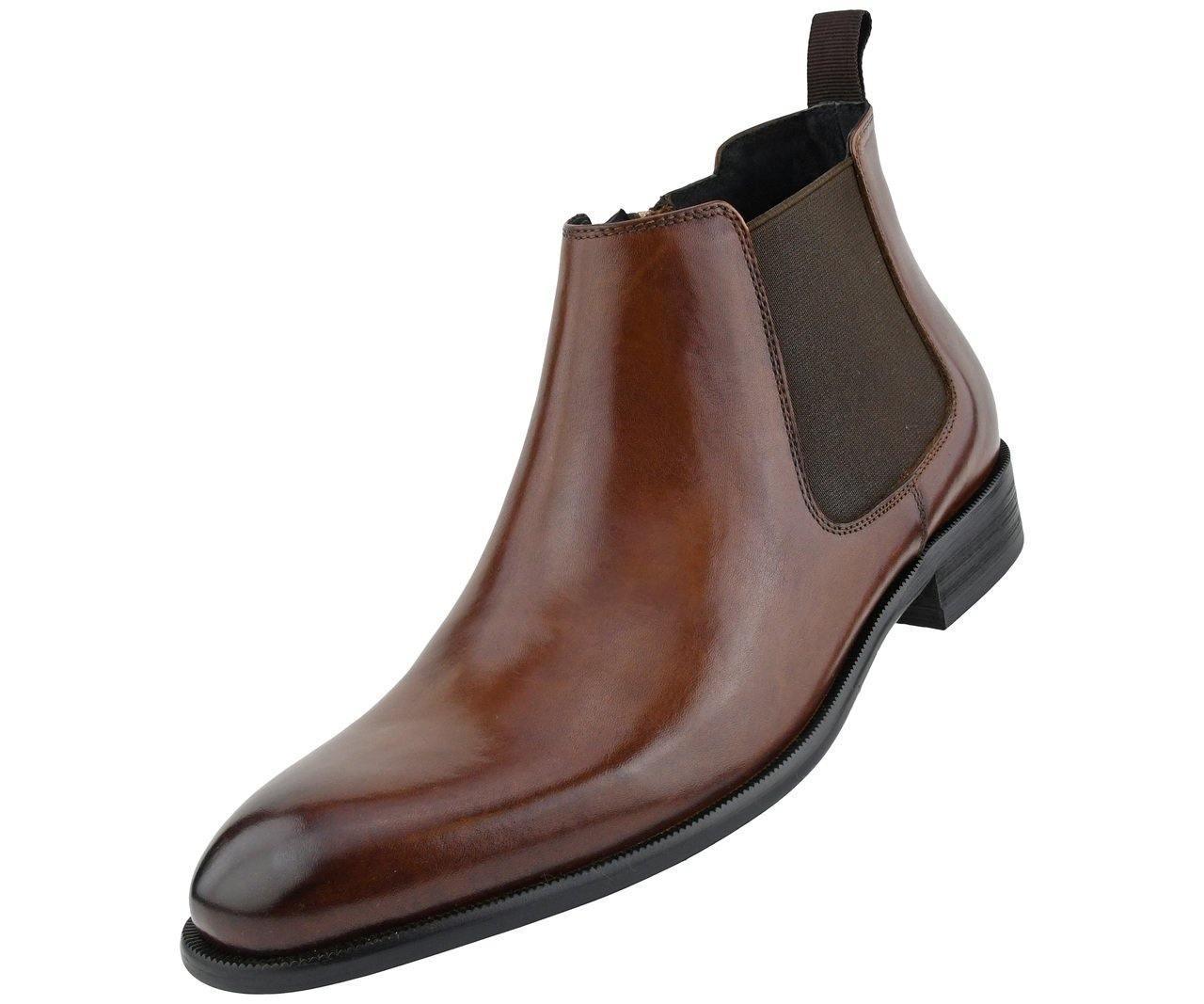 Men's Leather Chelsea Dress Boot color Tan - Upscale Men's Fashion