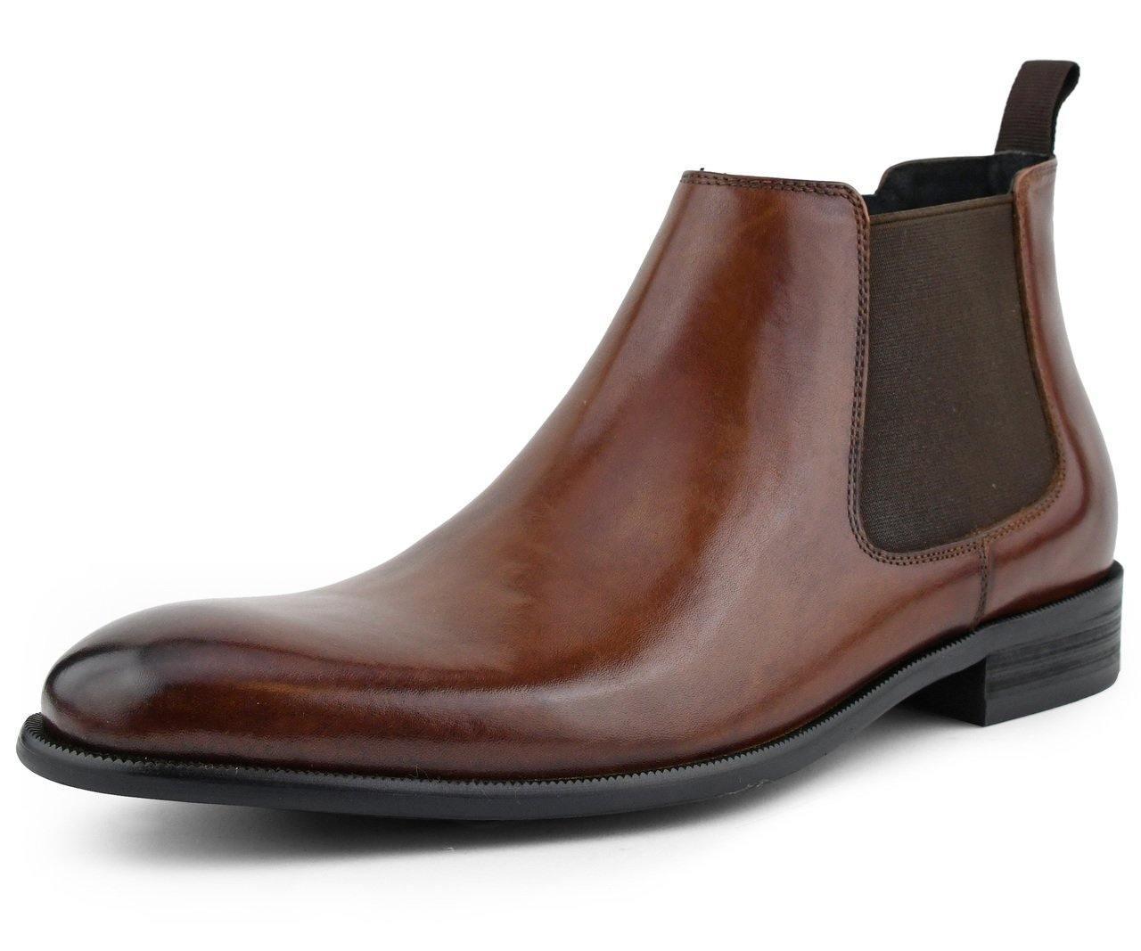 Men's Leather Chelsea Dress Boot color Tan - Upscale Men's Fashion