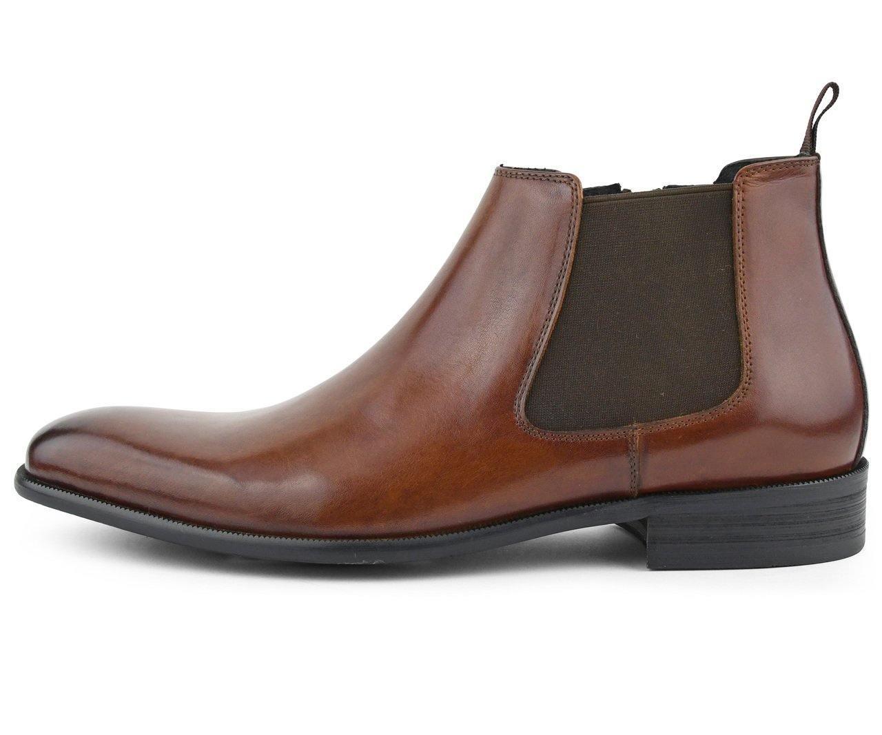 Men's Leather Chelsea Dress Boot color Tan - Upscale Men's Fashion