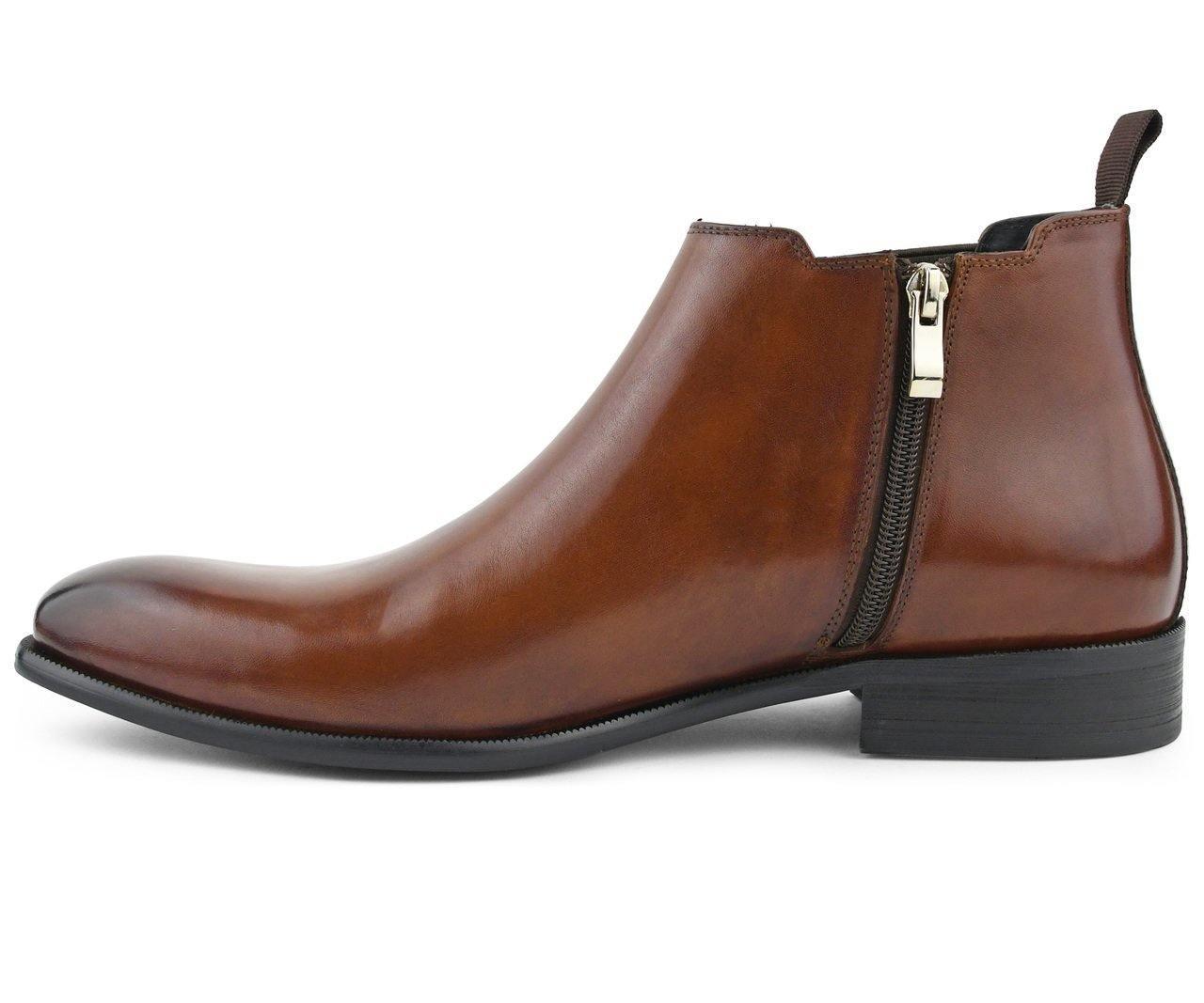 Men's Leather Chelsea Dress Boot color Tan - Upscale Men's Fashion