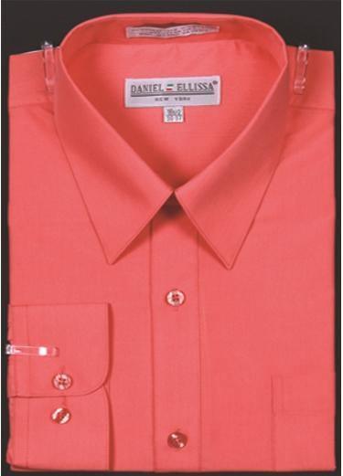 Men's Slim Fit Dress Shirt Color Coral, Small (Neck 14-14 Sleeves 32/33) Men's Slim Fit Dress Shirt Color Coral, Small (Neck 14-14 Sleeves 32/33)