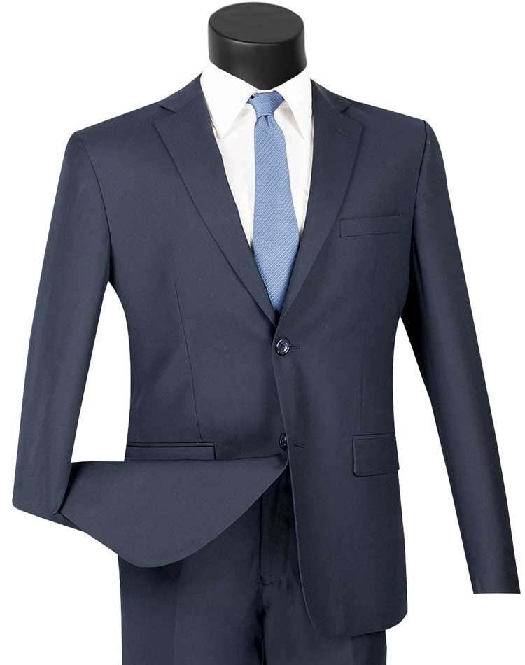 Men's Ultra Slim Fit suit 2 Piece-color Navy - Upscale Men's Fashion