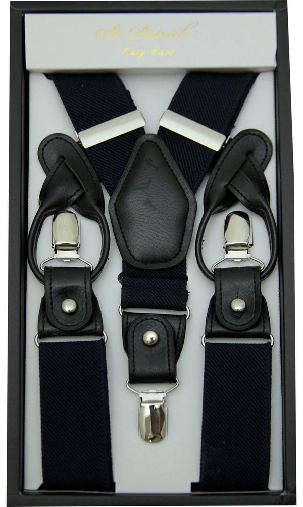 Navy Convertible Suspender Clip & Button - Upscale Men's Fashion