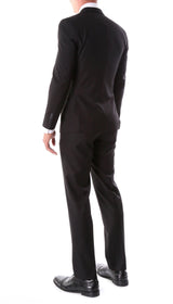 Oslo Collection - Slim Fit 2 Piece Suit Color Black - Upscale Men's Fashion