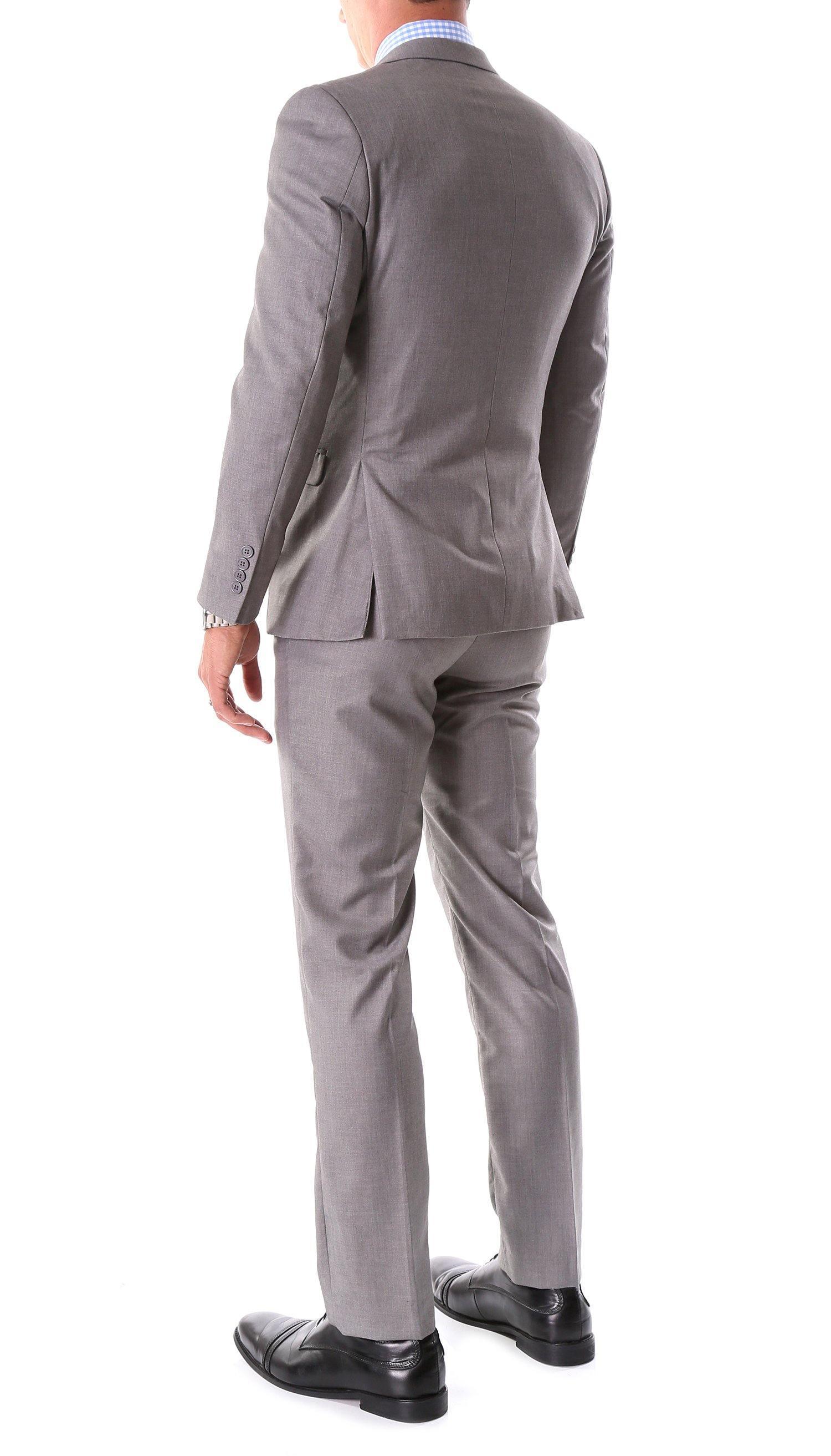 Oslo Collection - Slim Fit 2 Piece Suit Color Grey - Upscale Men's Fashion