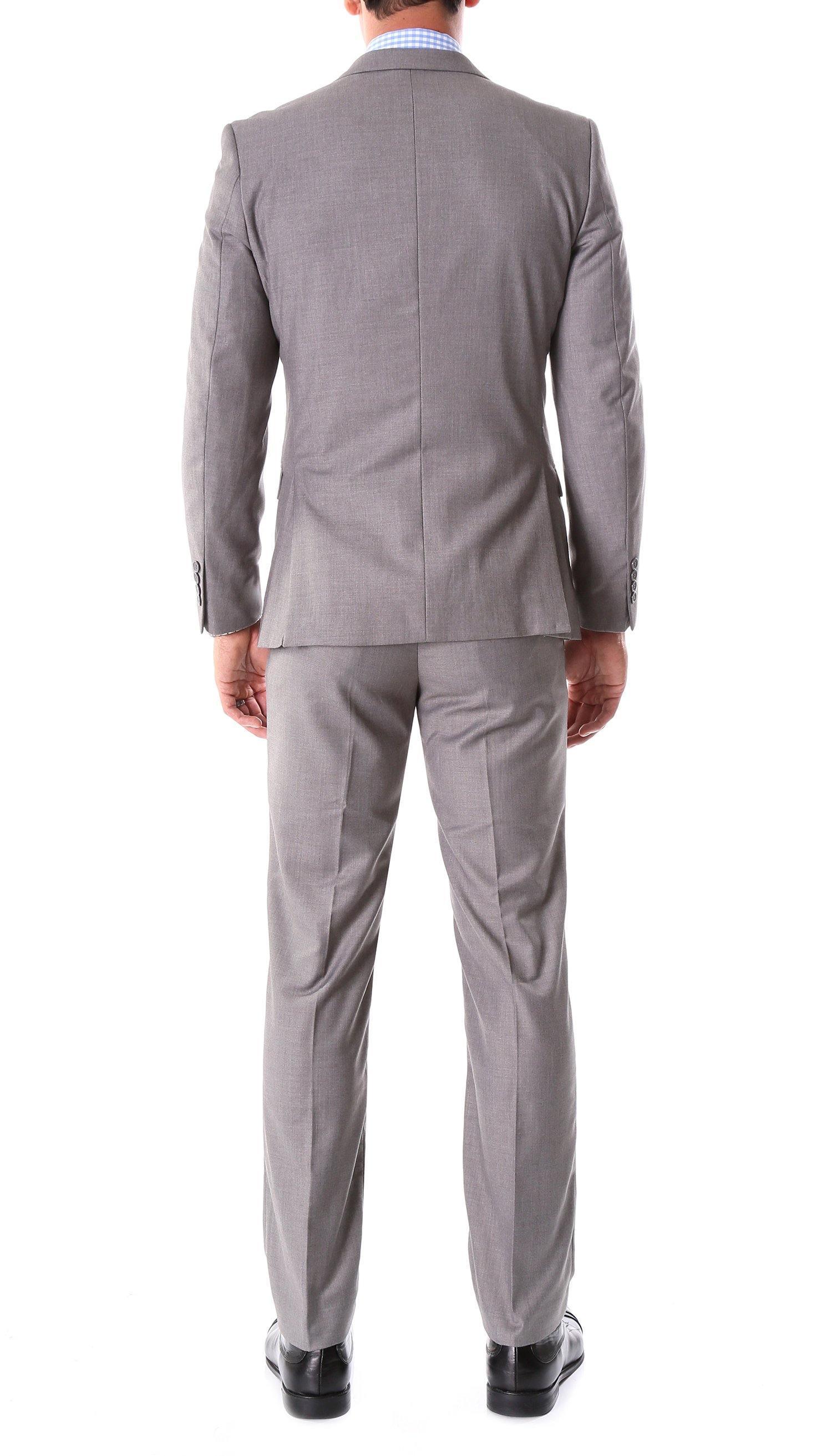 Oslo Collection - Slim Fit 2 Piece Suit Color Grey - Upscale Men's Fashion